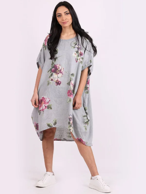 ADELINE Linen Dress GREY