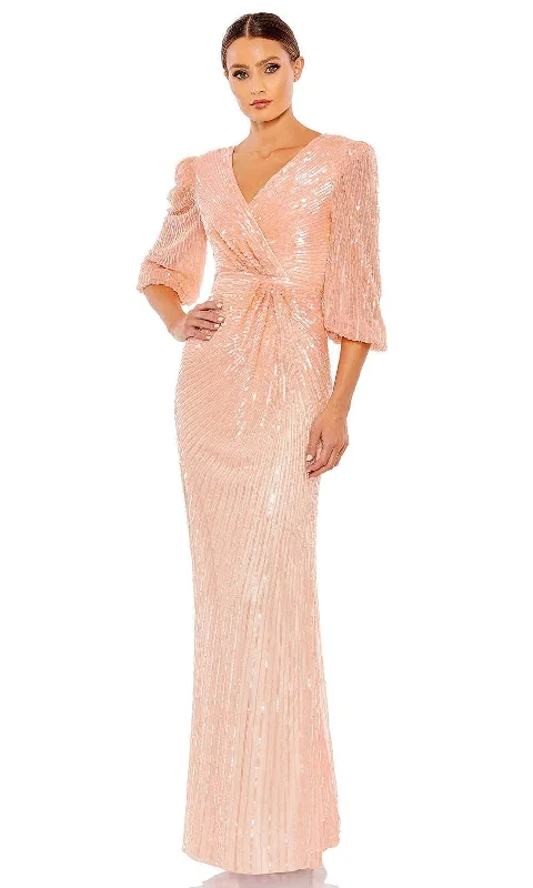 Mac Duggal 5614 - Faux Wrap Puff-Sleeve Dress