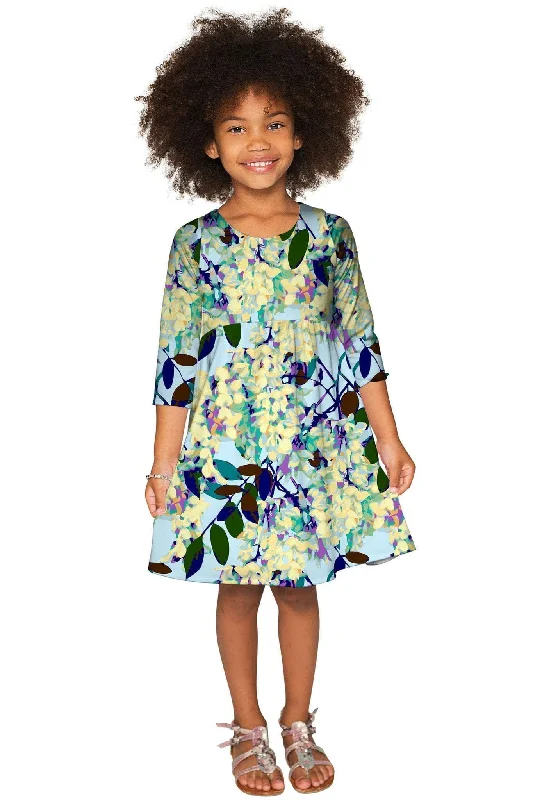 Pure Tenderness Gloria Fit & Flare Blue Pattern Dress - Girls