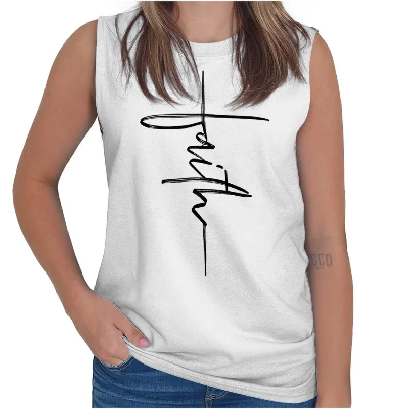 Faith Fashion Sleeveless T Shirt Elegant Longline Short Shirt