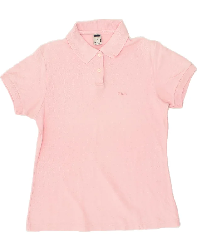 FILA Womens Polo Shirt US 10 Large Pink Cotton Comfortable Fit Short Shirt