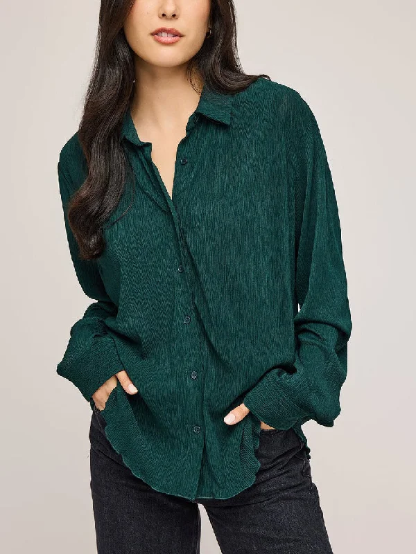 Sheila Buttondown Shirt Elegant Lace Short Sleeve