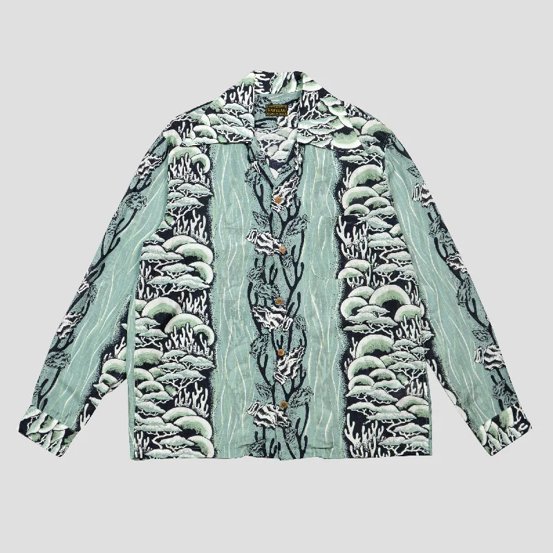 SILK/RAYON SOUFFLE & ARROWHEAD HAWAIIAN SHIRTS Casual Ruffle Short Shirt