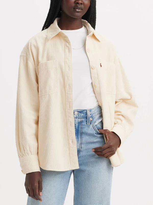 Orion Corduroy White Swan GD Long Sleeve Buttondown Shirt Classic Cropped Short Sleeve