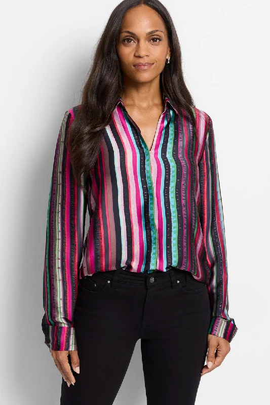 NIC+ZOE Vivid Vision Shirt Fashionable Cuffed Short Sleeve