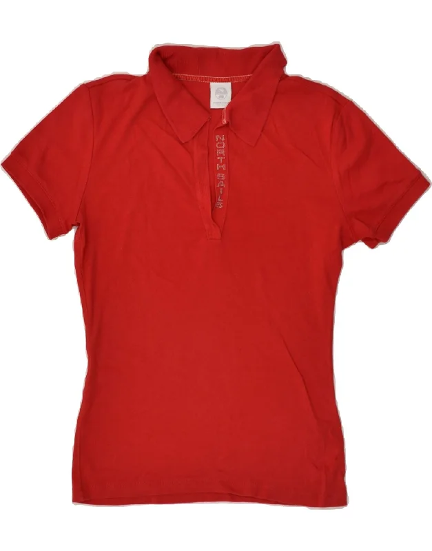 NORTH SAILS Womens Polo Shirt UK 12 Medium Red Cotton Classic Short Sleeve Blouse