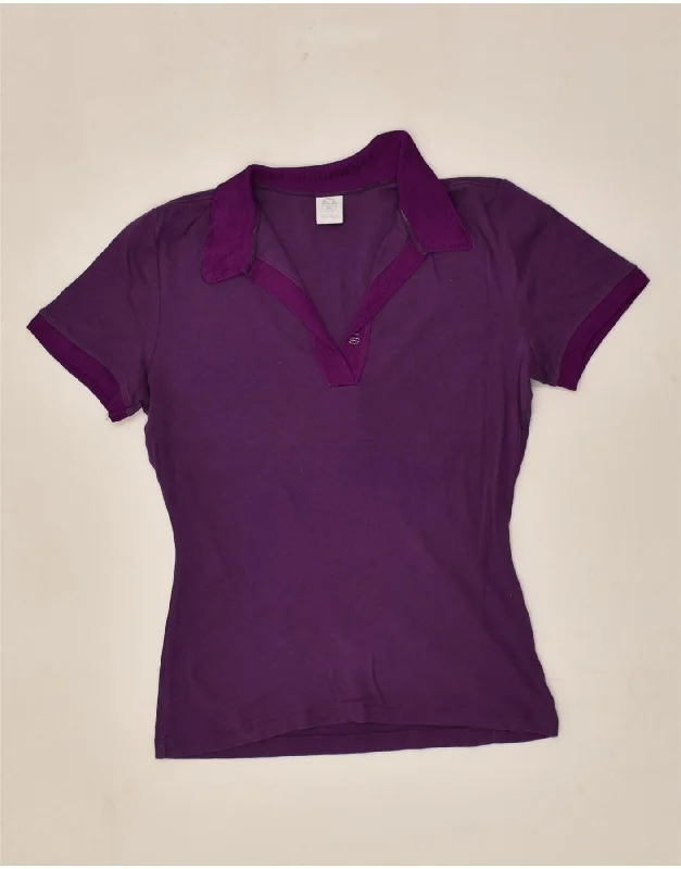 NORTH SAILS Womens Polo Shirt UK 14 Large Purple Cotton Cozy Cotton Short Tee