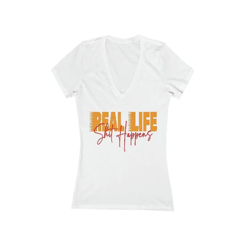 Real life T shirts Apparel Cute Lose Tops Graphic Lose fit t shirt Women Short Sleeve Deep V-Neck Tee Soft Flowing Short Shirt