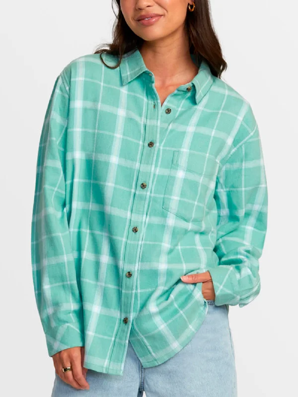 Mable Flannel Long Sleeve Button Down Shirt Classic Casual Short Sleeve