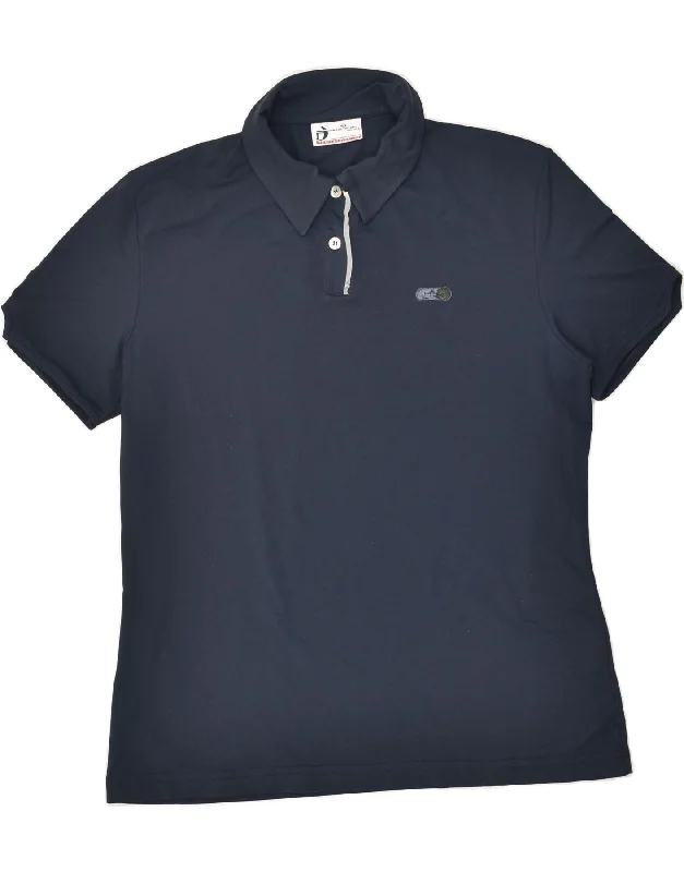 SERGIO TACCHINI Womens Polo Shirt UK 14 Large Navy Blue Cotton Relaxed Cotton Short Shirt