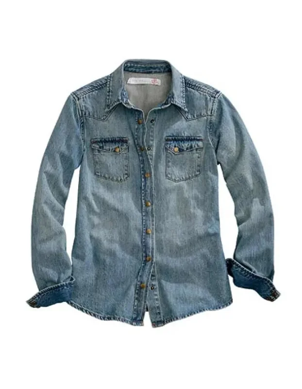Tin Haul Blue Ridge (Blue) - Women's Denim Shirt Stylish Printed Short Shirt
