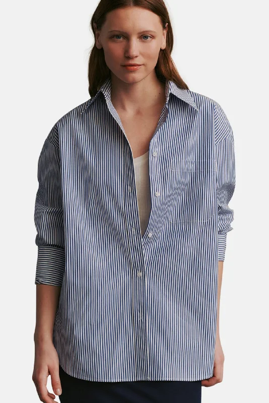 Big Joe Shirt In Awning Lady Stripe White/Indigo Stylish Striped Short Sleeve