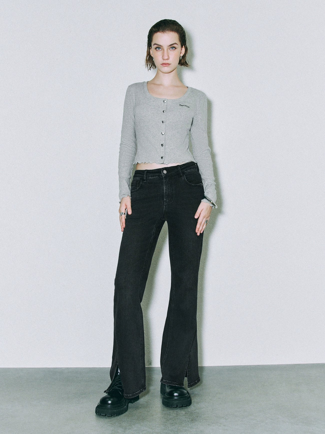 Skinny Button Up T-Shirts Basic T-Shirt Crew Neck Short Sleeve
