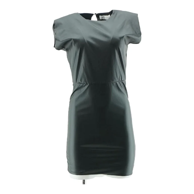 Black Solid Mini Dress Comfortable Linen Mini Dress