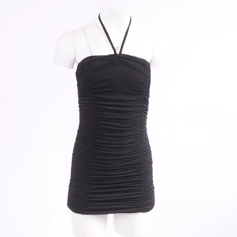 Black Solid Mini Dress Classic Casual Mini Dress