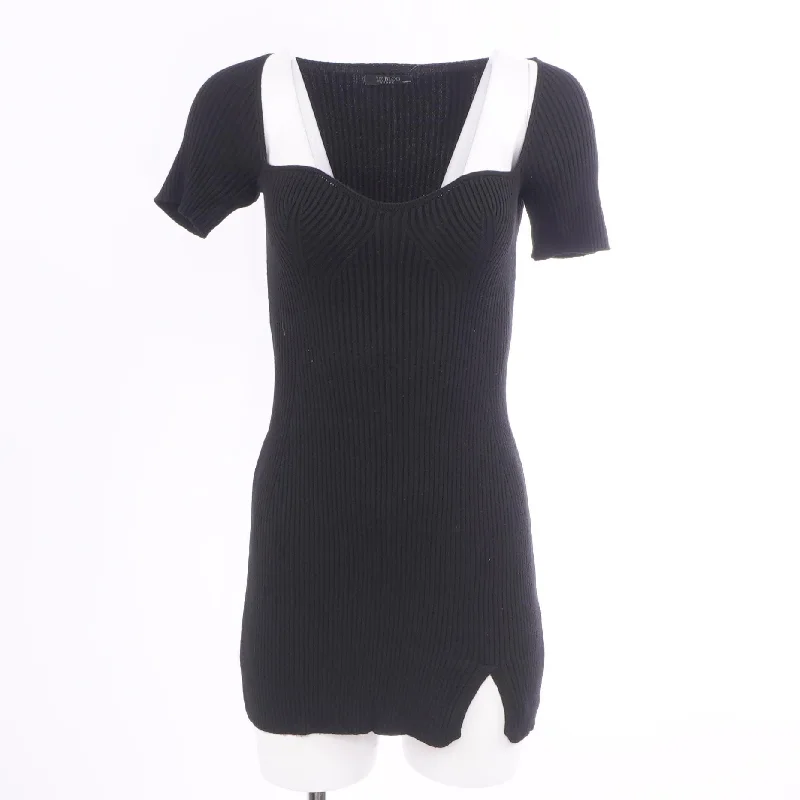 Black Solid Mini Dress Trendy Mesh Mini Dress