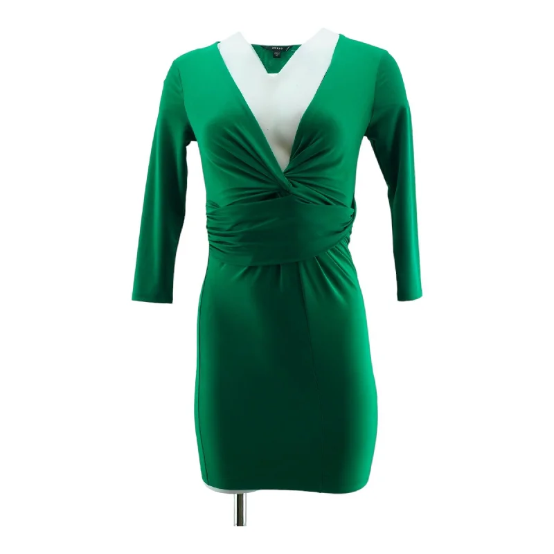 Green Solid Mini Dress Stylish Short-Sleeve Mini Dress