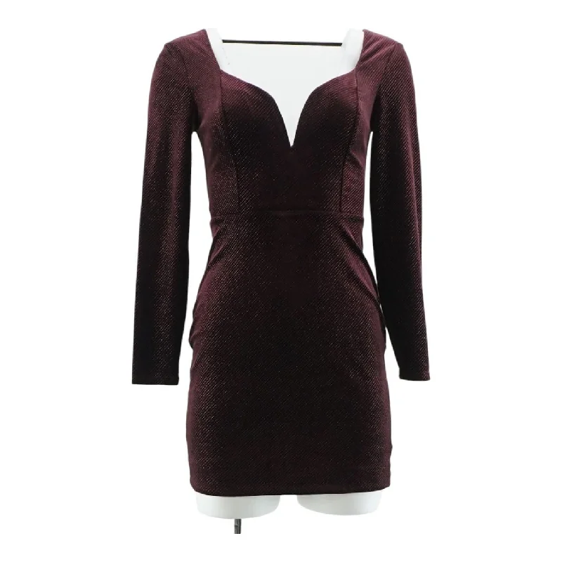 Maroon Sparkle Polka Dot Mini Dress Cozy Cowl Neck Mini Dress
