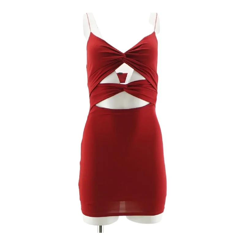 Red Solid Mini Dress Cozy Jersey Mini Dress
