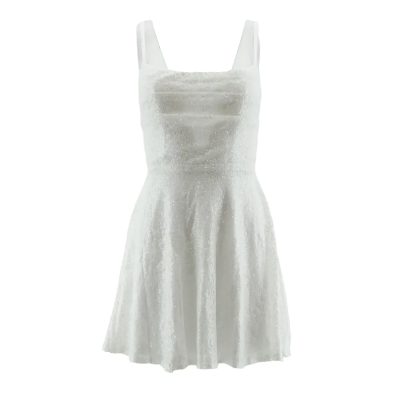 White Solid Mini Dress Elegant Vintage Mini Dress