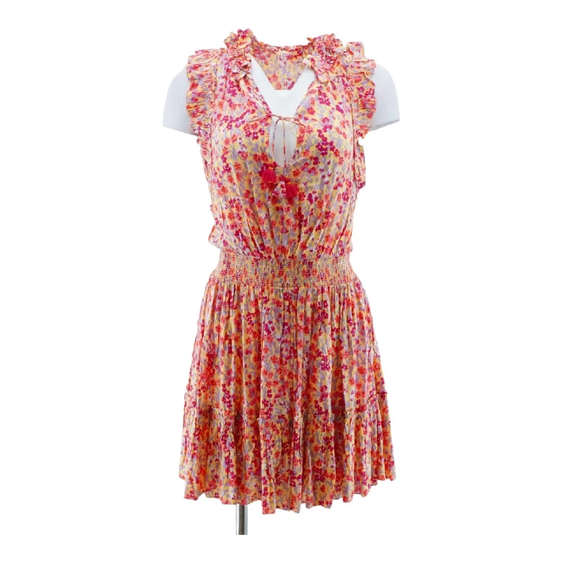 Yellow Floral Mini Dress Casual V-Neck Mini Dress