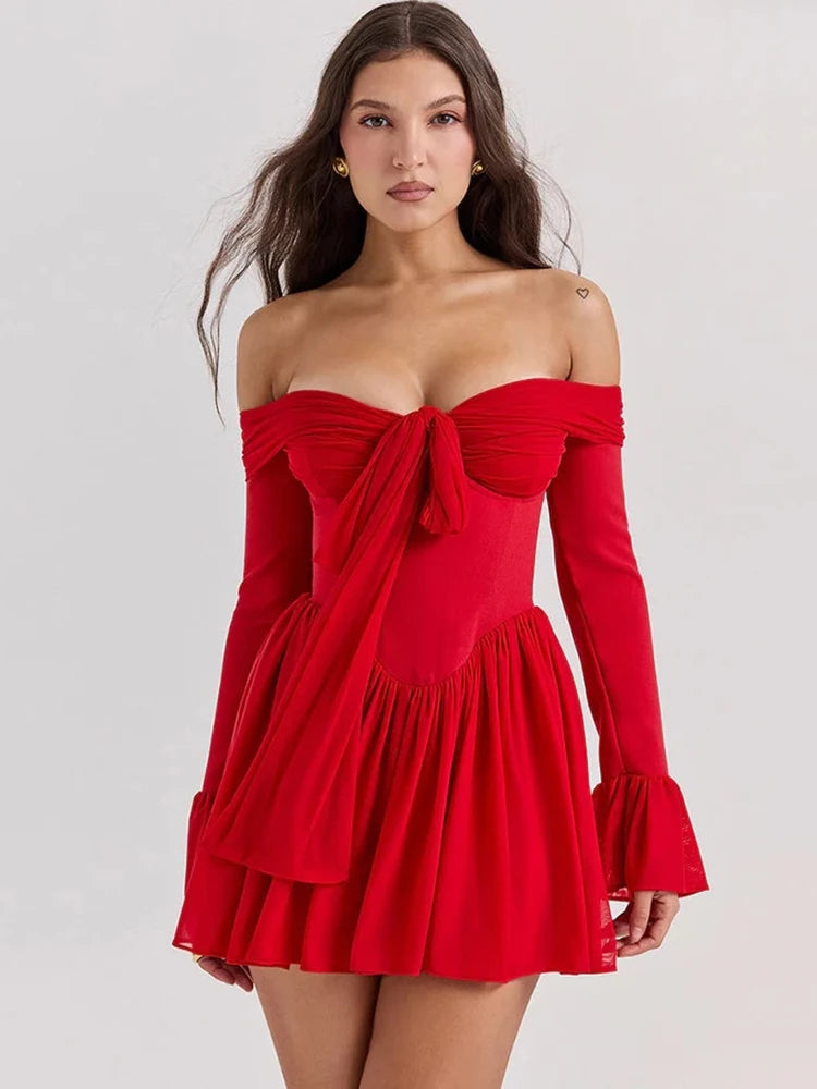 Tie Front Strapless Corset Mini Dress Fashionable Party Mini Dress