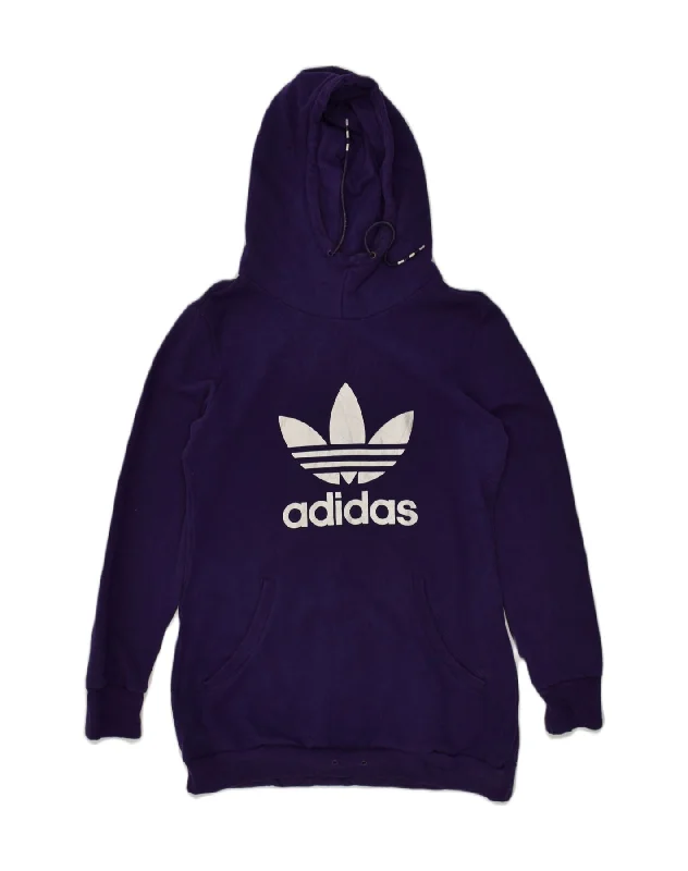 ADIDAS Womens Graphic Hoodie Jumper UK 14 Medium Purple Cotton Hoodie with Lining Warm Insulated