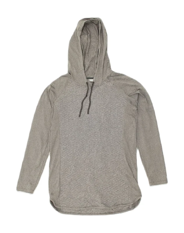 COLUMBIA Womens Hoodie Jumper UK 14 Medium Grey Polyester Hoodie with Set-In Sleeves Structured Classic