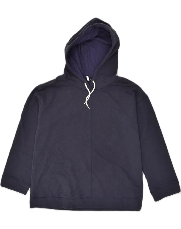 JOULES Womens Loose Fit Hoodie Jumper UK 12 Medium Navy Blue Hoodie with Earth Tones Natural Calm