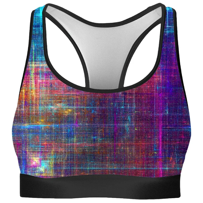 Psychedelic Matrix Rainbow Rave Bra Seamless Push-Up Bra