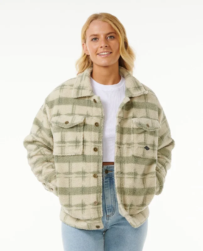Sunrise Session Sherpa Jacket - Sage Bomber Jacket Anorak Windbreaker