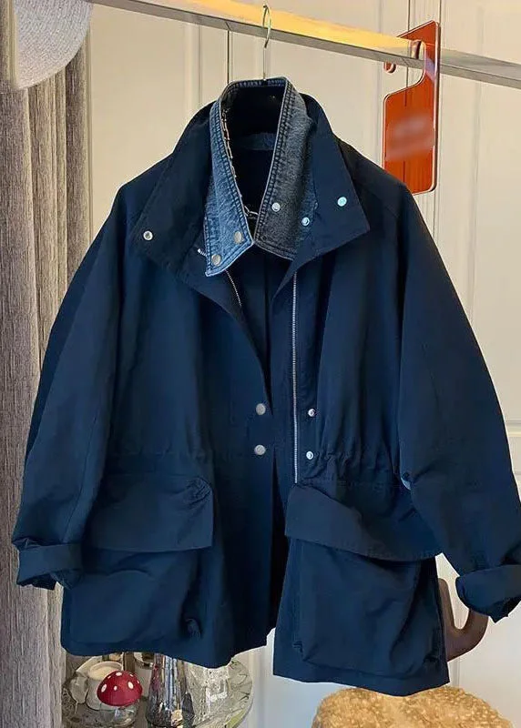 Fitted Black Peter Pan Collar Patchwork Button Jackets Long Sleeve Rayon Fabric Velvet Fabric Corduroy Fabric Fitted Black Peter Pan Collar Patchwork Button Jackets Long Sleeve Rayon Fabric Velvet Fabric Corduroy Fabric