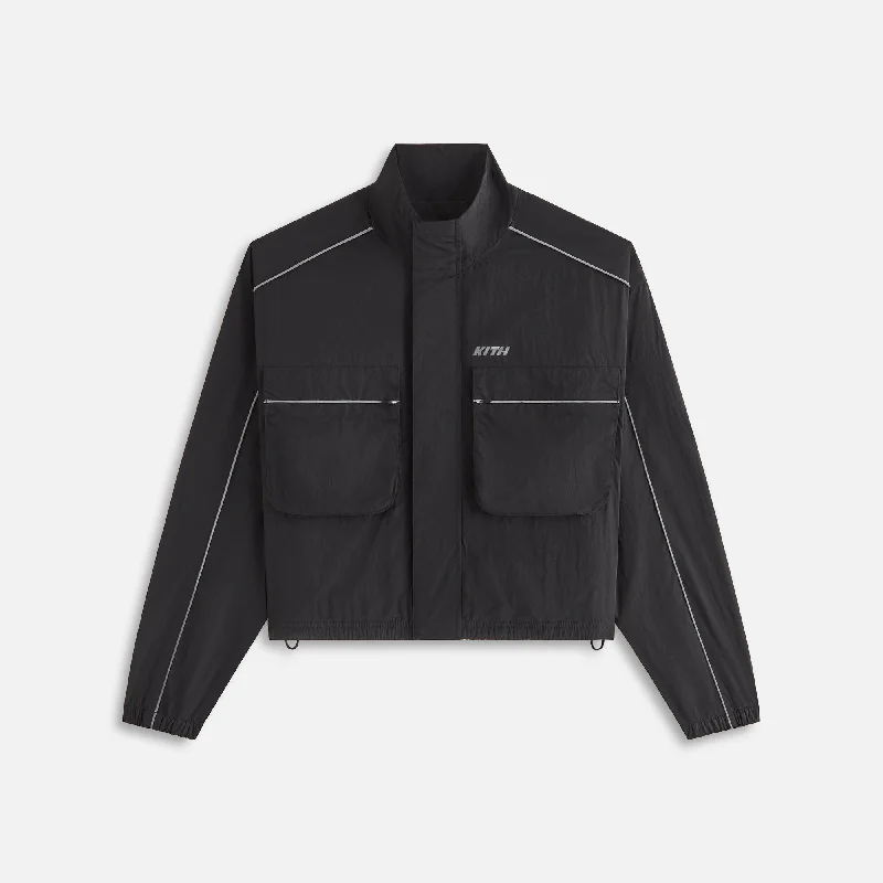 Kith Women Lowen Nylon Track Jacket - Black Knit Jacket Woven Jacket Fleece Jacket