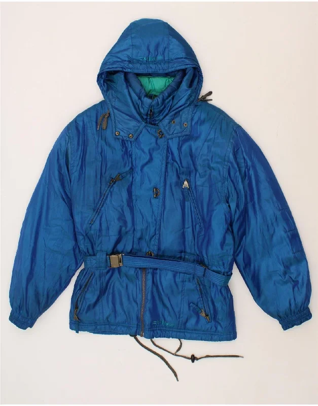 KILLY Womens Oversized Hooded Ski Jacket UK 10 Small Blue Polyamide Cardigan Sweater Pullover