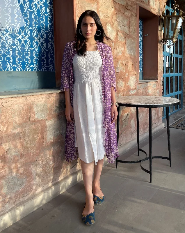 Purple And Whitel Maxi Dress Jacket Toggled Jacket Drawstring Jacket Belted Jacket