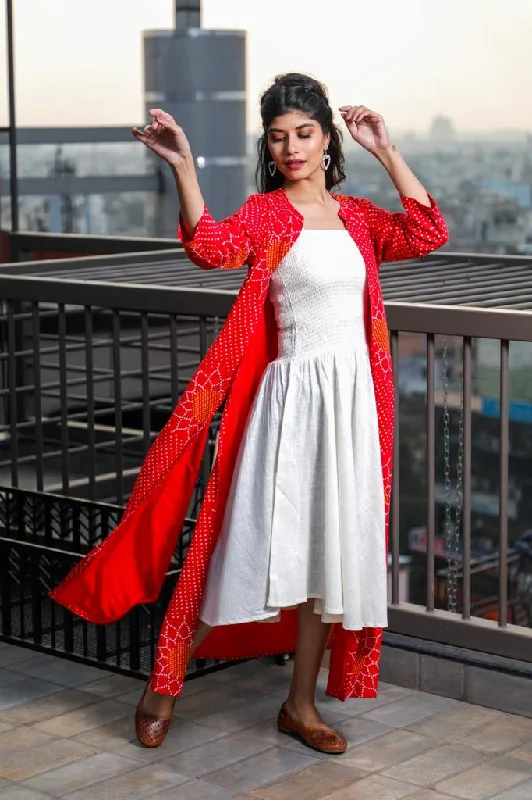 Red Jacket Maxi Dress Cardigan Sweater Pullover