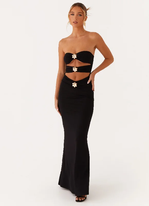 Save Me Maxi Dress - Black Stylish Long Sleeve Maxi Dress