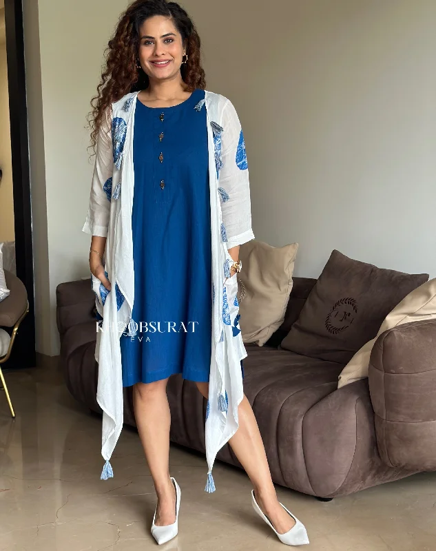 Shein Blue Jacket Dress Embroidered Jacket Appliqued Jacket Beaded Jacket