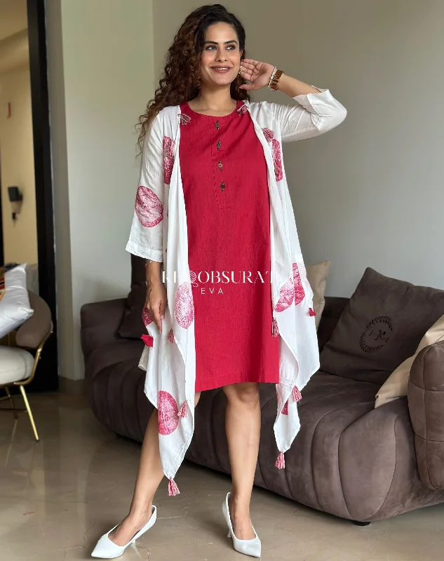Shein Red Jacket Dress V-Neck Jacket Boat Neck Jacket Square Neck Jacket