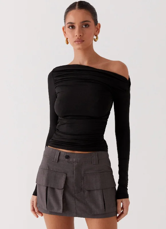 Bad Blood Cargo Mini Skirt - Army leather skirt modern