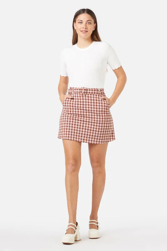 Gelati Gingham Skirt linen skirt natural