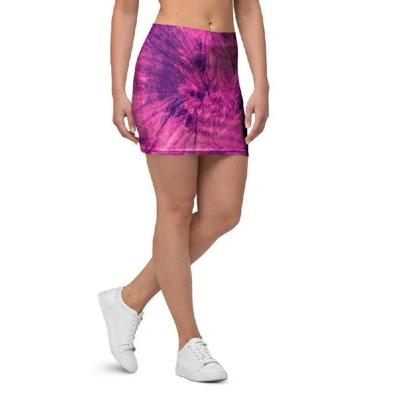 Pink Tie Dye Mini Skirt leather skirt sleek