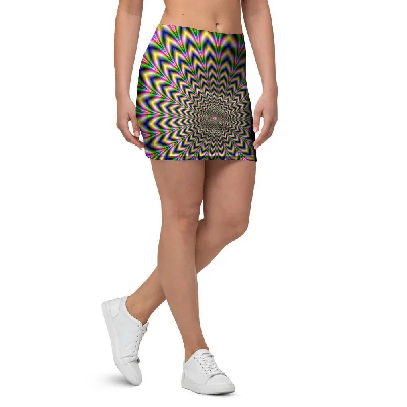 Psychedelic Blue Optical illusion Mini Skirt leather skirt sleek